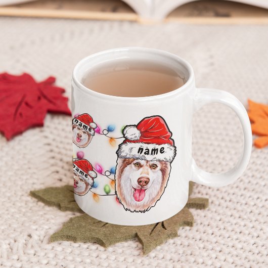 Weihnachten Sibirischer Husky Head Weihnachtsmannm Kaffeetasse