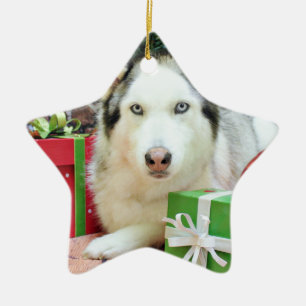 Weihnachten - sibirischer Husky - Juliet Keramik Ornament