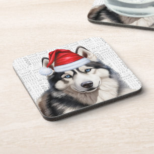 Weihnachten Sibirischer Husky Kunst Getränkeuntersetzer