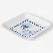 Weihnachten Silberglocken Blau Pappteller (Gewinkelt)
