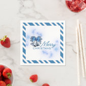 Weihnachten Silberglocken Blau  Serviette (Beispiel)