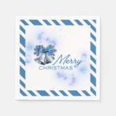 Weihnachten Silberglocken Blau  Serviette (Vorderseite)