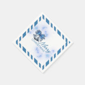 Weihnachten Silberglocken Blau  Serviette (Ecke)