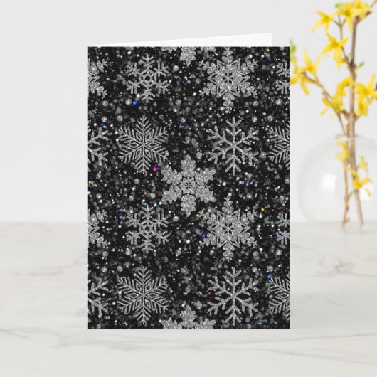Weihnachten silberner Glanz Schneeflocken Karte (Gelbe Blume)