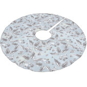 Weihnachten, Silberzweige, weiß, Schneeflocken, Wi Polyester Weihnachtsbaumdecke (Schrägansicht)