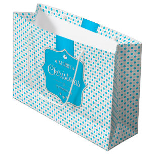Weihnachten Silver Blue Polka Dots Geschenktasche Große Geschenktüte