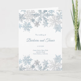 Weihnachten Silver Blue Snowflakes Winterhochzeit Programm