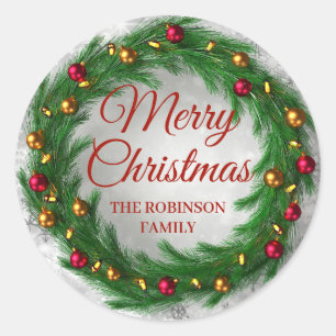 Weihnachten Silver Winter Sparkle Festlicher Kraut Runder Aufkleber