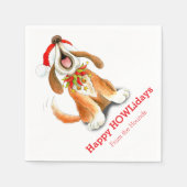 Weihnachten singend Hund rot weißes Papier Serviet Serviette (Vorderseite)