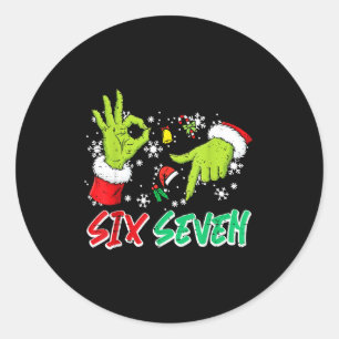 Weihnachten Six Seven 67 Lustiger Meme 6 7 Xmas Fr Runder Aufkleber
