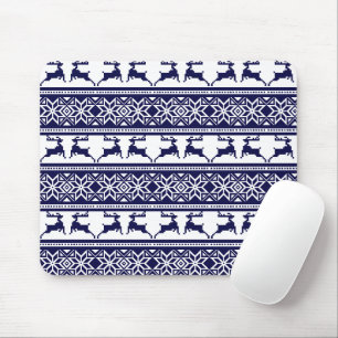 Weihnachten, skandinavische Folklore Blau und Weiß Mousepad