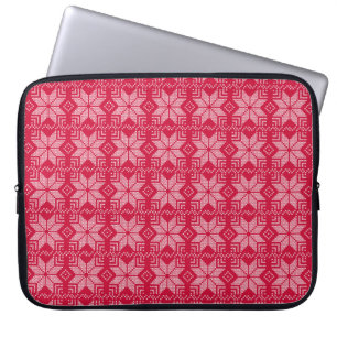 Weihnachten, skandinavische, rote, weiße, Schneefl Laptopschutzhülle