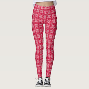 Weihnachten, skandinavische, rote, weiße, Schneefl Leggings