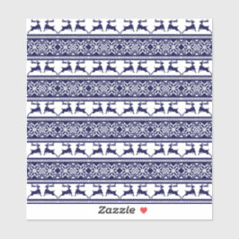 Weihnachten, skandinavisches Volk Blau und Weiß Aufkleber