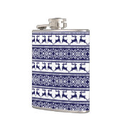 Weihnachten, skandinavisches Volk Blau und Weiß Flachmann (Links)