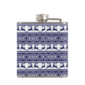 Weihnachten, skandinavisches Volk Blau und Weiß Flachmann (Rückseite)