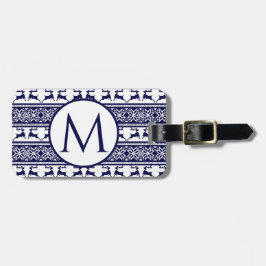 Weihnachten, skandinavisches Volk Blau und Weiß Gepäckanhänger