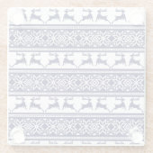 Weihnachten, skandinavisches Volk Blau und Weiß Glasuntersetzer (Rückseite)