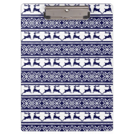 Weihnachten, skandinavisches Volk Blau und Weiß Klemmbrett