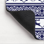 Weihnachten, skandinavisches Volk Blau und Weiß Mousepad (Ecke)