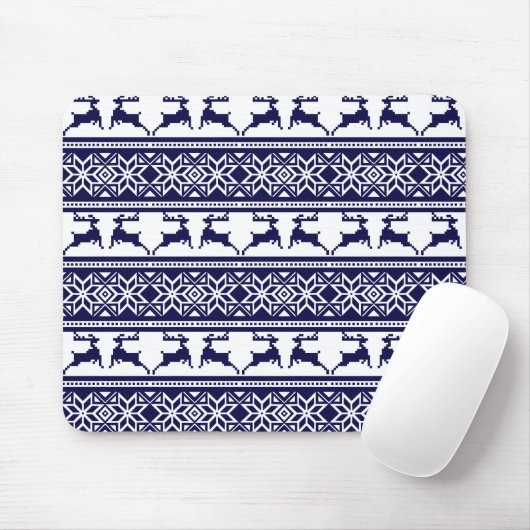 Weihnachten, skandinavisches Volk Blau und Weiß Mousepad (Mit Mouse)