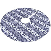 Weihnachten, skandinavisches Volk Blau und Weiß Polyester Weihnachtsbaumdecke (Schrägansicht)