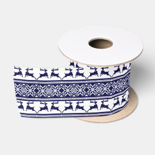 Weihnachten, skandinavisches Volk Blau und Weiß Satinband