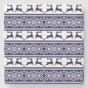 Weihnachten, skandinavisches Volk Blau und Weiß Steinuntersetzer