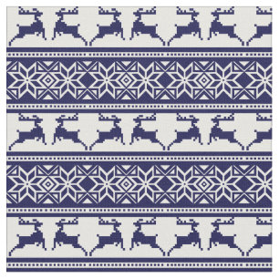 Weihnachten, skandinavisches Volk Blau und Weiß Stoff