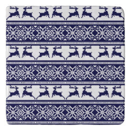 Weihnachten, skandinavisches Volk Blau und Weiß Töpfeuntersetzer