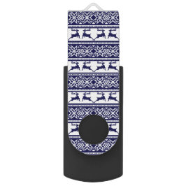 Weihnachten, skandinavisches Volk Blau und Weiß USB Stick