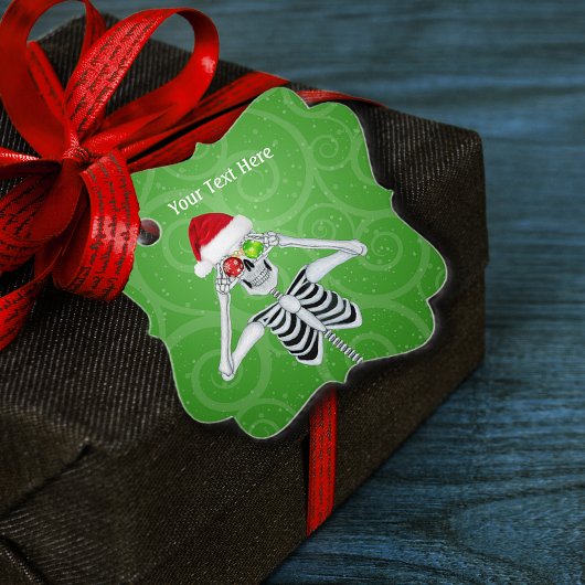 Weihnachten Skeleton Ornamente Grüne Wirbel Geschenkanhänger