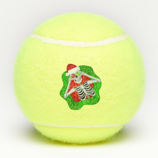 Weihnachten Skeleton Ornamente Weihnachtsmannmütze Tennisbälle (Rückseite)