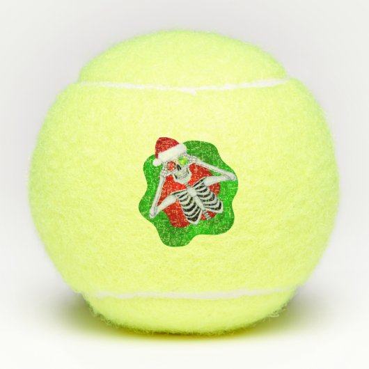Weihnachten Skeleton Ornamente Weihnachtsmannmütze Tennisbälle (Vorderseite)