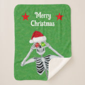 Weihnachten Skelett Ornament Eyeballs Rote Sterne Sherpadecke (Vorderseite)