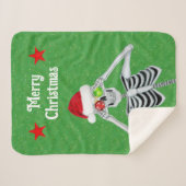 Weihnachten Skelett Ornament Eyeballs Rote Sterne Sherpadecke (Vorderseite (Horizontal))