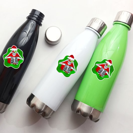 Weihnachten Skeletton Weihnachtsmannmütze Ornament Aufkleber