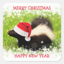 Weihnachten Skunk Holiday Quadratischer Aufkleber