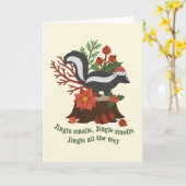 Weihnachten Skunk Pun: Jingle Riechen Karte (Gelbe Blume)