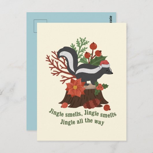 Weihnachten Skunk Pun: Jingle Riechen Postkarte (Vorne/Hinten)