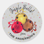 Weihnachten Sleigh Bells Schneeflocken Runder Aufkleber (Vorderseite)