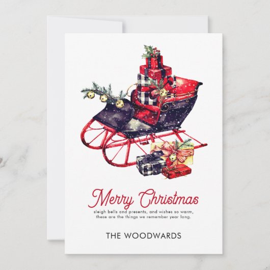 Weihnachten Sleigh Frohe Weihnachten (Vorderseite)