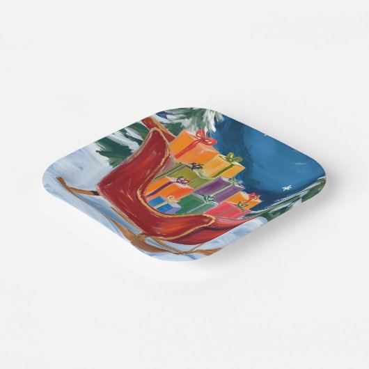 Weihnachten: Sleigh Frohe Weihnachten Pappteller (Gewinkelt)