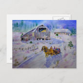 Weihnachten Sleigh Ride Postkarte (Vorne/Hinten)