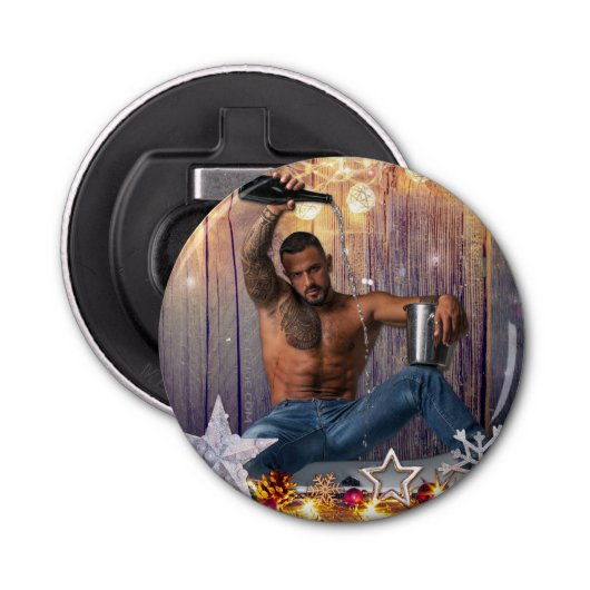 Weihnachten SlipperyJoe Silber goldene Sterne feuc Flaschenöffner (Vorderseite)