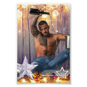 Weihnachten SlipperyJoe Silber goldene Sterne feuc Fotodruck