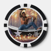 Weihnachten SlipperyJoe Silber goldene Sterne feuc Pokerchips (Vorderseite)