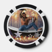 Weihnachten SlipperyJoe Silber goldene Sterne feuc Pokerchips (Rückseite)