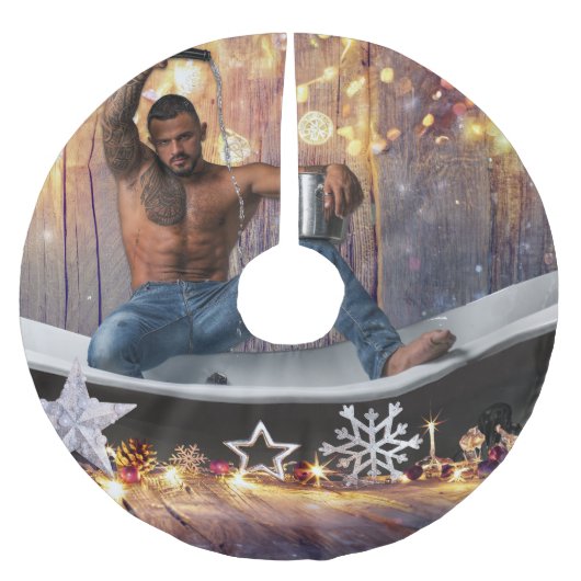 Weihnachten SlipperyJoe Silber goldene Sterne feuc Polyester Weihnachtsbaumdecke (Vorderseite)