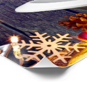 Weihnachten SlipperyJoe Silber goldene Sterne feuc Poster (Ecke)